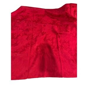 Vintage Red Damask Floral Tablecloth 81x54 Made in Spain Holiday Dining Cotton